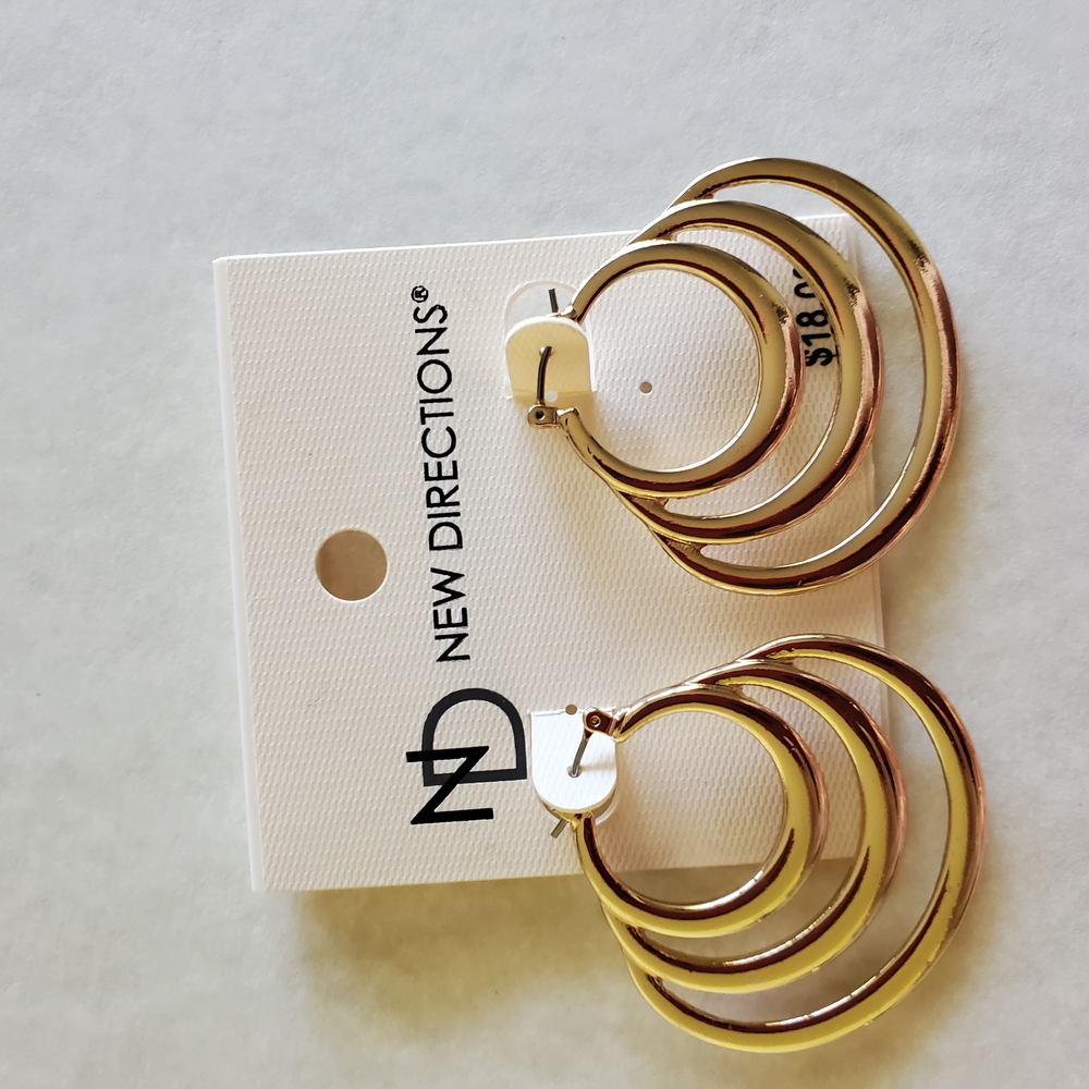 New Directions Gold Geometric Spiral Earrings